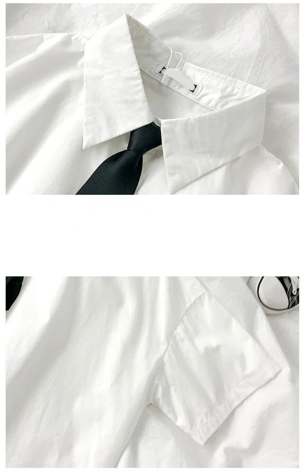 Classic Tie Lapel Summer Blouse