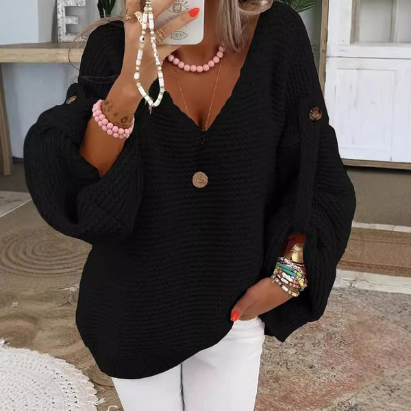 Everyday Cozy V-Neck Knit Sweater