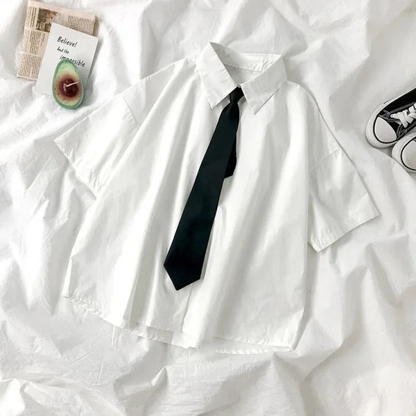Classic Tie Lapel Summer Blouse