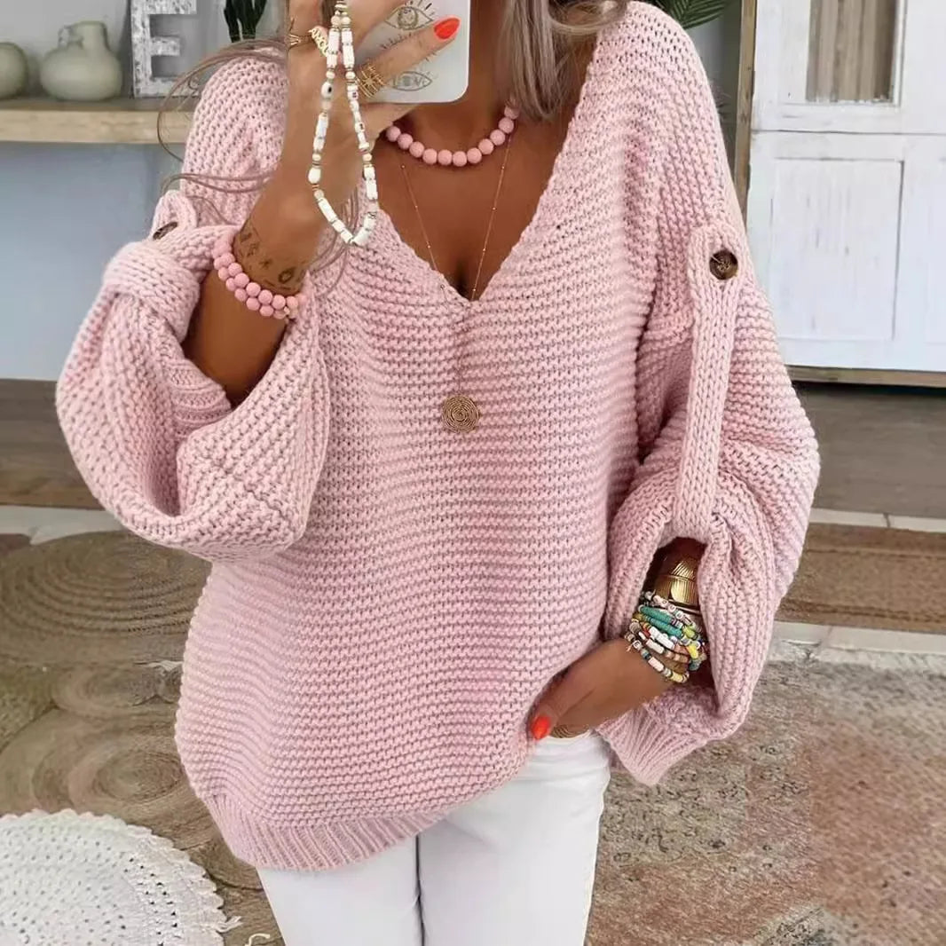 Everyday Cozy V-Neck Knit Sweater