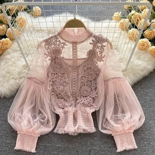 Vintage Lace Puff Blouse